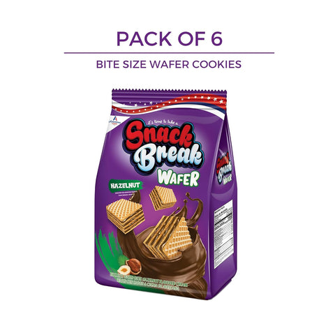 Snack Break - Bite-Sized Hazelnut Wafers 8.11 oz - Ideal for Snacking - Perfect Pairing with Coffee and Tea - Crunchy Snack Delight (Pack of 6)