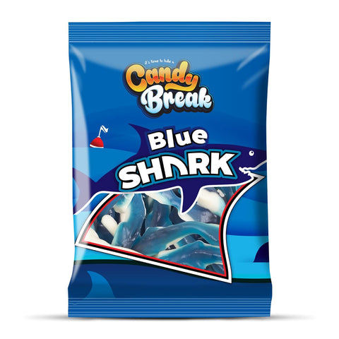 Candy Break Blue Sharks Gummy Candy - Individually Wrapped Share Size 4 Oz Bags - Fruity & Sweet Snacks for Kids & Grown Ups (Pack of 12)