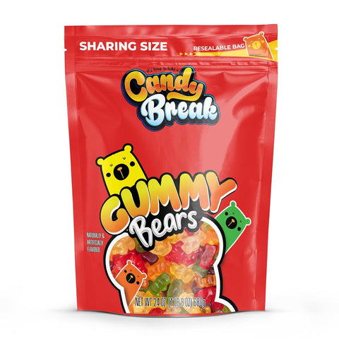 Candy Break Gummy Bears - 24 Oz Share Size Resealable Pouch Bags (Pack of 6)