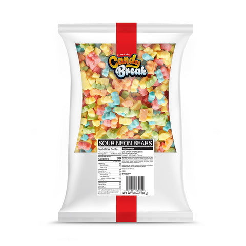 Candy Break Sour Neon Bears Bulk Gummy Candy, 5 lbs Bag, Sour & Sweet Gift Snacks for Kids & Grown Ups, Party Size (Pack of 1)