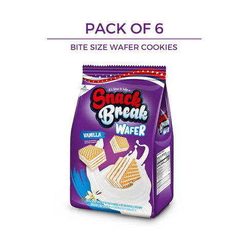 Snack Break - Bite-Sized Vanilla Wafers 8.11 oz - Ideal for Snacking - Perfect Pairing with Coffee and Tea - Crunchy Snack Delight (Pack of 6)