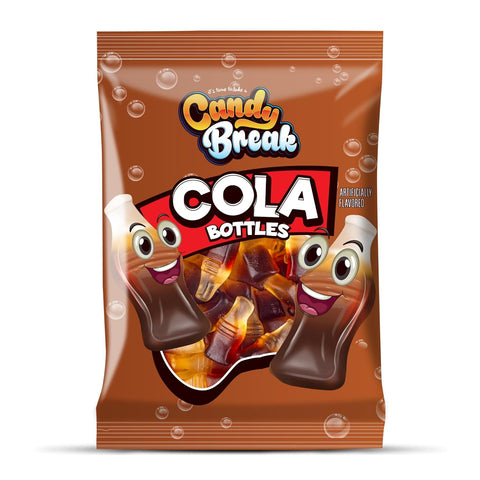 Candy Break Cola Bottles Gummy Candy - Individually Wrapped Share Size 4 Oz Bags - Classic Cola Lover's Favorite, Perfect Snacks for Kids & Grown Ups (Pack of 12)