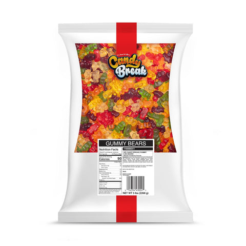 Candy Break 6 Flavor Gummy Bear Bulk Gummy Candy, 5 lbs Bag, Fruity & Sweet Snacks for Kids & Grown Ups, Party Size (Pack of 1)