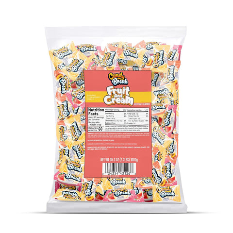 Candy Break Fruit and Cream - Center Filled Creamy Hard Candy 2.2 lbs - Strawberry, Banana, Peach Flavored Variety Pack - RIch Cream with Fresh Fruit Taste - Individually Wrapped - Best for Office Snacks and Household Pantry