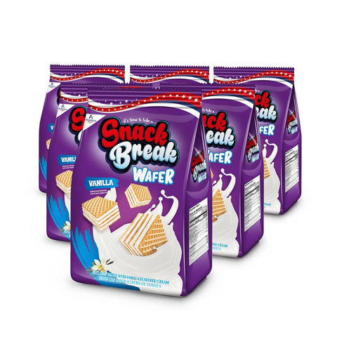 Snack Break - Bite-Sized Vanilla Wafers 8.11 oz - Ideal for Snacking - Perfect Pairing with Coffee and Tea - Crunchy Snack Delight (Pack of 6)