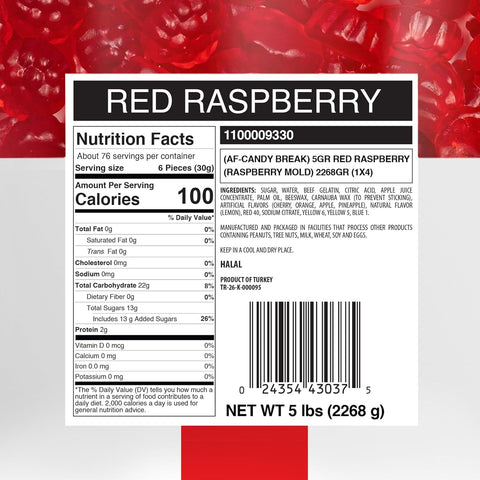 Candy Break Red Raspberry Bulk Gummies - 5 lbs Bag