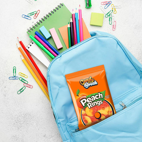 Candy Break Fruity Sweet Peach Rings Gummies - 4 Oz Bags (Pack of 12)