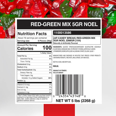 Candy Break Red & Green Bells and Trees Gummy Bulk Candy - 5 lbs Share Size Bags - Joyful Christmas Candy Sweets & Irresistible Chewy Delights for All Ages - Party Size