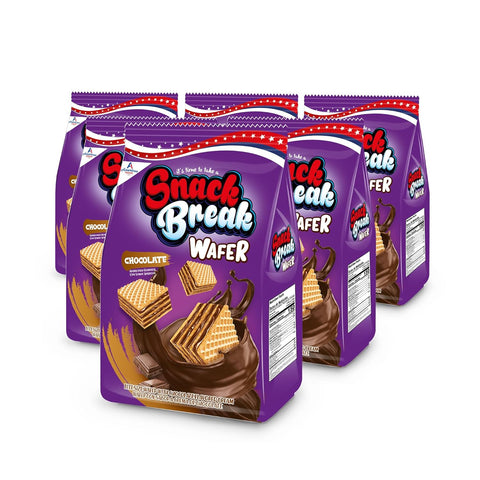 Snack Break - Bite-Sized Chocolate Wafers 8.11 oz - Ideal for Snacking - Perfect Pairing with Coffee and Tea - Crunchy Snack Delight (Pack of 6)