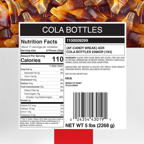 Candy Break Cola Bottles Bulk Gummy Candy, 5 lbs Bag, Share Size Bags - Sweet & Chewy Snacks for Kids & Grown Ups, Party Size (Pack of 1)