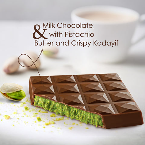 Fiorella Dubai Chocolate 60G - Milk Chocolate with Pistachio Butter and Crispy Kadayif 2.1 oz