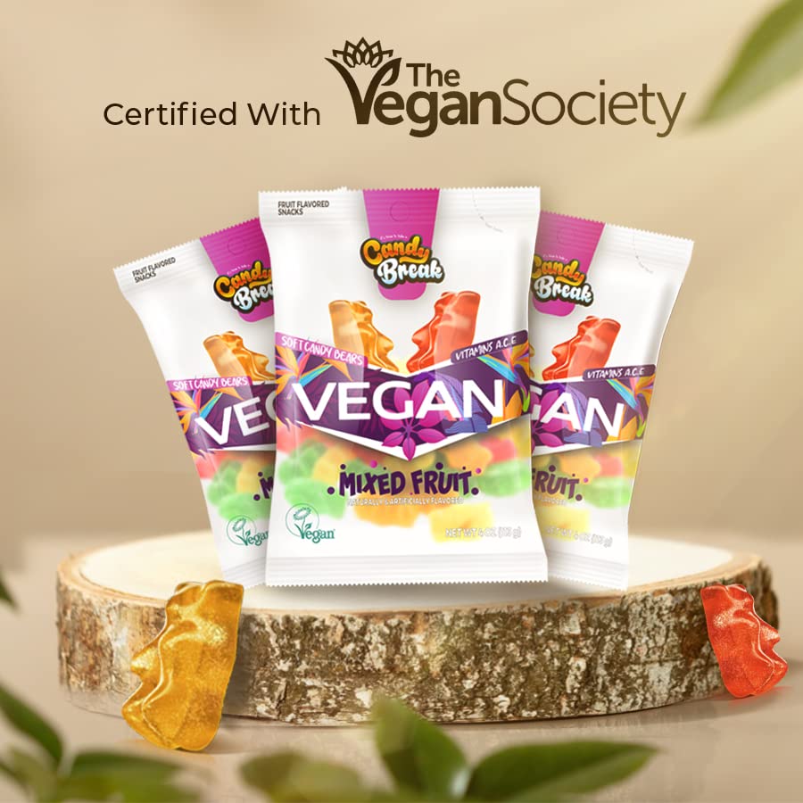 Mixed Fruit Flavored Vegan Soft Candy (Vegan Society Certified, Pack of 12)