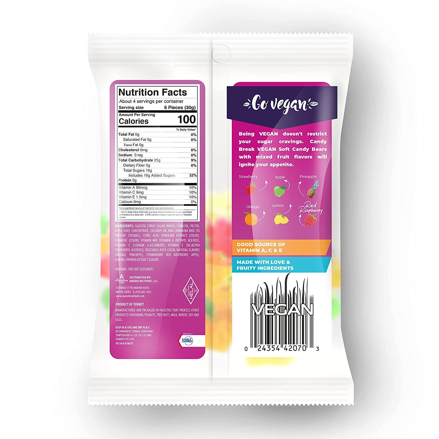Mixed Fruit Flavored Vegan Soft Candy (Vegan Society Certified, Pack of 12)