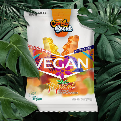 Tropical Flavored Vegan Soft Candy (Vegan Society Certified, Pack of 12)