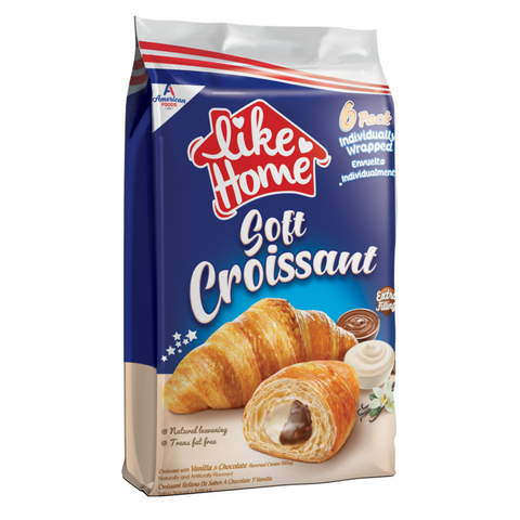 Chocolate & Vanilla Filling Soft Croissant - Individually Wrapped (Pack of 6)