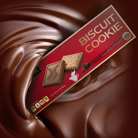 Milk Chocolate Topped Biscuit Cookie - Premium Quality European Petit Biscuit (Individually Boxed, %55 Cocoa Mass, Pack of 6)