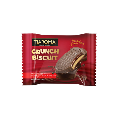 Crunch Biscuit - Milk Chocolate Covered Biscuit Cookies with Creamy Hazelnut Chocolate Filling (Individually Wrapped, 12 Count)