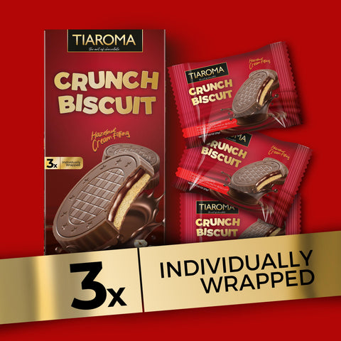 Crunch Biscuit - Milk Chocolate Covered Biscuit Cookies with Creamy Hazelnut Chocolate Filling (Individually Wrapped, 12 Count)