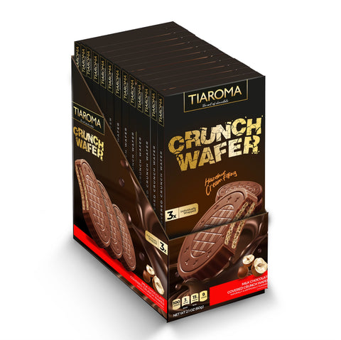 Crunch Wafer - Milk Chocolate Cookies with Creamy Hazelnut Chocolate Filling (Individually Wrapped, 12 Count)