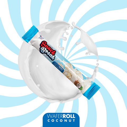 Snack Break Coconut Wafer Rolls, Rolled Wafer Cookies, Coconut Coated Delicious Snack, Individually Wrapped, Crunchy Sticks for On-the-Go, Coffee, Tea, Pack of 24