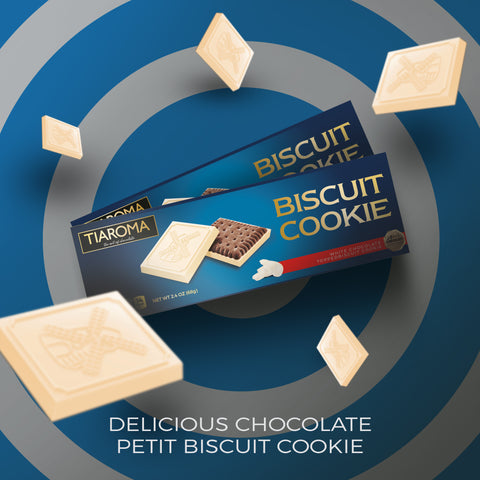 White Chocolate Topped Biscuit Cookie - Premium Quality European Petit Biscuit (Individually Boxed, Pack of 6)