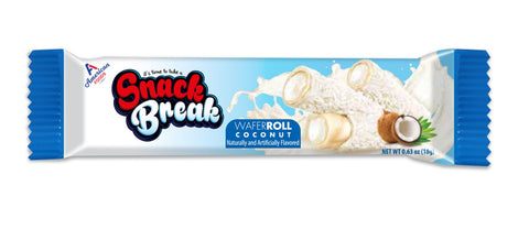 Snack Break Coconut Wafer Rolls, Rolled Wafer Cookies, Coconut Coated Delicious Snack, Individually Wrapped, Crunchy Sticks for On-the-Go, Coffee, Tea, Pack of 24