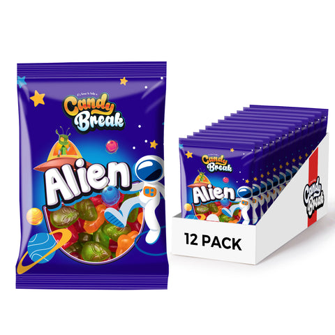 Candy Break Alien Mystery Gummy Candy - Individually Wrapped Share Size 4 Oz Bags (Pack of 12)