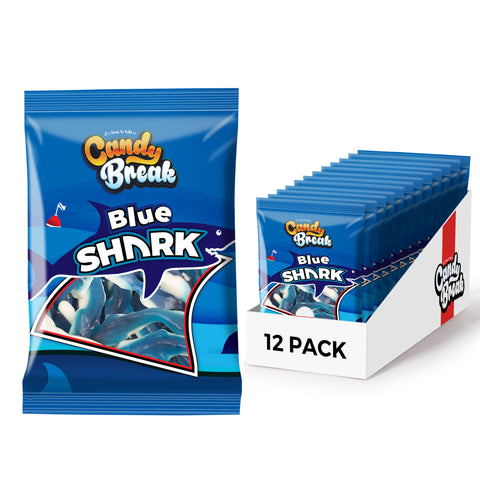 Candy Break Blue Sharks Gummies - 4 Oz Bags (Pack of 12)