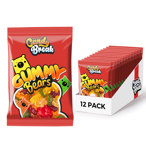 Candy Break 6 Flavor Assorted Gummy Bears - 4 Oz Bags (Pack of 12)