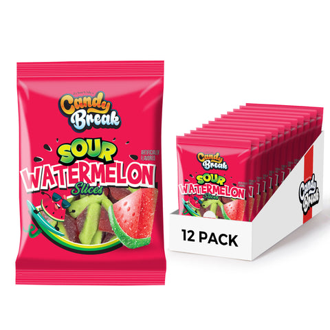 Candy Break Sour Watermelon Slices Gummies - 4 Oz Bags (Pack of 12)