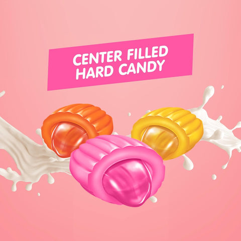 Candy Break Fruit and Cream - Center Filled Creamy Hard Candy 2.2 lbs - Strawberry, Banana, Peach Flavored Variety Pack - RIch Cream with Fresh Fruit Taste - Individually Wrapped - Best for Office Snacks and Household Pantry
