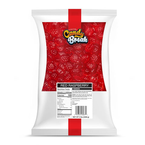 Candy Break Red Raspberry Bulk Gummy Candy, 5 lbs Bag, Share Size Bags - Sweet & Chewy Snacks for Kids & Grown Ups, Party Size (Pack of 1)