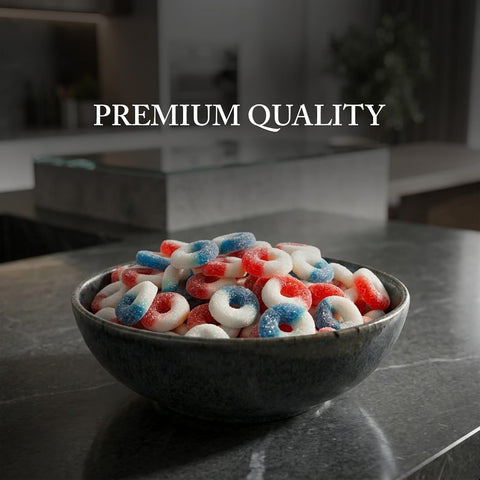 Candy Break Strawberry & Blue Raspberry Rings Bulk Gummies - 5 lbs Bag