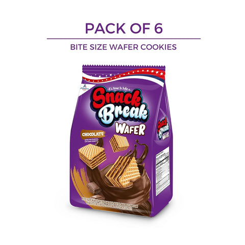 Snack Break - Bite-Sized Chocolate Wafers 8.11 oz - Ideal for Snacking - Perfect Pairing with Coffee and Tea - Crunchy Snack Delight (Pack of 6)