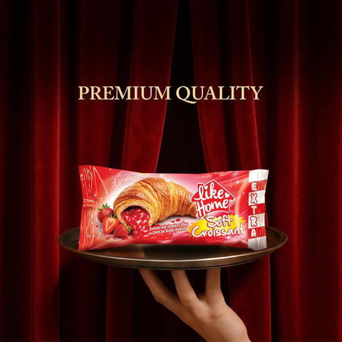 Like Home XL Soft Croissant Variety Pack, Chocolate Hazelnut and Strawberry Cream Filled, Breakfast Pastry for Kids and 