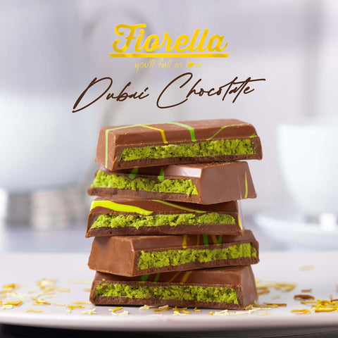 Fiorella Dubai Chocolate Bar Pistachio, Luxury & Premium Dubai Milk Chocolate Bar Filled with Pistachio Butter & Shredded Knafeh Kadayif, Snacks for Kids & Adults - 7.05 Oz