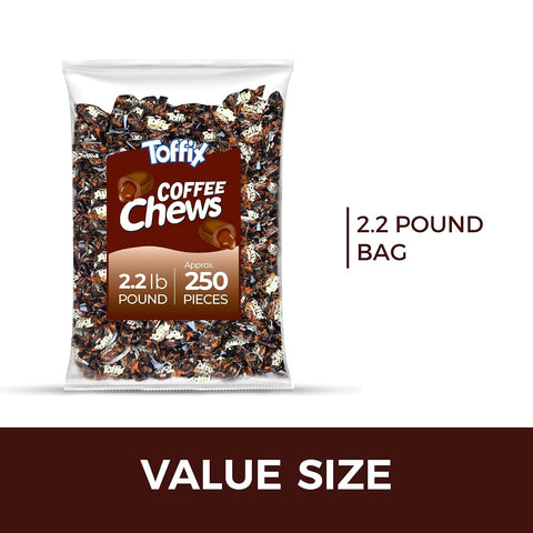 Toffix Coffee Chews, Center-Filled Soft Chewy Candy, 250 Pieces of Individually Wrapped Snacks for Kids & Adults, Coffee