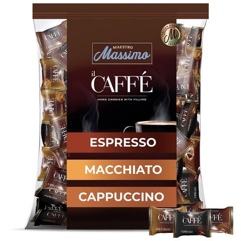 Maestro Massimo Assorted Coffee Candy - Individually Wrapped 7.05 oz Bag, 3mg Caffeine per Hard Candy, Original Espresso