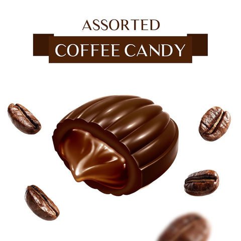 Maestro Massimo Assorted Coffee Hard Candy - 3 Flavors Espresso, Macchiato, Cappuccino | 2.2 lb Bulk Bag, 3mg Caffeine E
