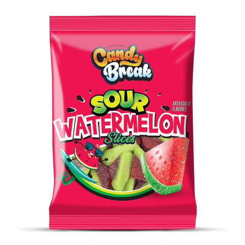 Candy Break Sour Watermelon Slices Gummy Candy - Individually Wrapped Share Size 4 Oz Bags - Sour & Chewy Snacks for Kids & Grown Ups (Pack of 12)
