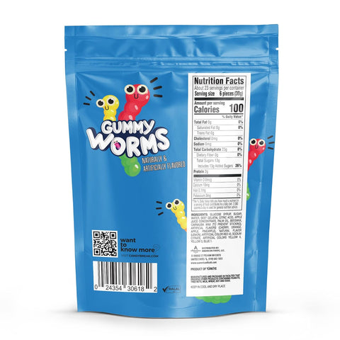 Candy Break Gummy Worms Candy - 24 Oz Share Size Resealable Bags (Pack of 6)