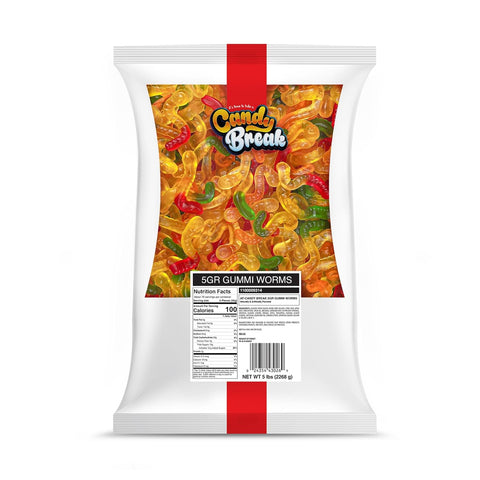 Candy Break Gummy Worms Bulk Gummy Candy, 5 lbs Bag, Fruity & Sweet Snacks for Kids & Grown Ups, Party Size (Pack of 1)