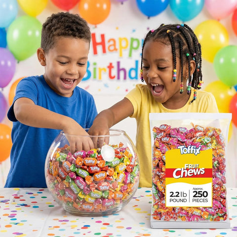 Toffix, Fruit Chews, Center-Filled Soft Fruit Chews Candy Individually Wrapped Snacks, Orange, Strawberry, Pineapple, Wa