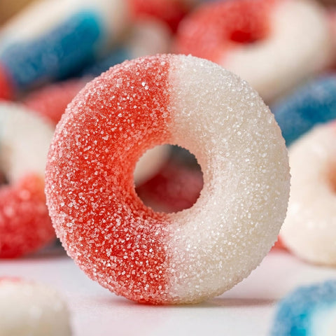 Candy Break Strawberry & Blue Raspberry Rings Bulk Gummies - 5 lbs Bag