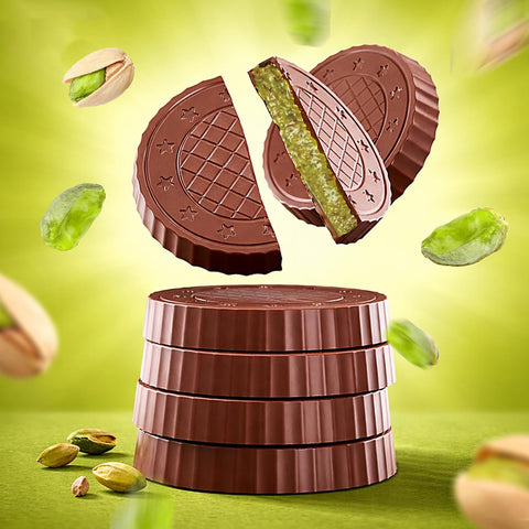 Fiorella Dubai Style Milk Chocolate Pistachio Bars, Filled Chocolate With Pistachio Butter & Crispy Kadayif, Individually Wrapped Chocolate Snacks, 18 Pack