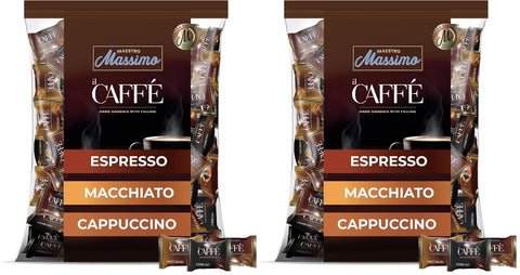 Maestro Massimo Assorted Coffee Hard Candy - 3 Flavors Espresso, Macchiato, Cappuccino | 2.2 lb Bulk Bag, 3mg Caffeine E