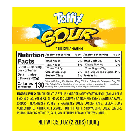 Toffix Sour Chews, Center-Filled Soft Chewy Candy, 250 Pieces of Individually Wrapped Snacks for Kids & Adults, Strawber
