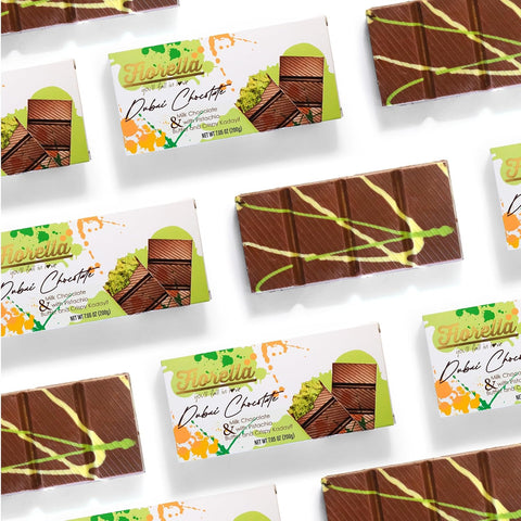 Fiorella Dubai Chocolate Bar Pistachio, Luxury & Premium Dubai Milk Chocolate Bar Filled with Pistachio Butter & Shredded Knafeh Kadayif, Snacks for Kids & Adults - 7.05 Oz