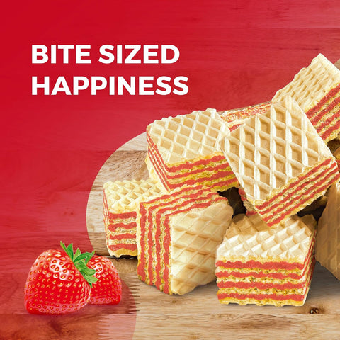 Snack Break - Bite-Sized Strawberry Wafers 8.11 oz - Ideal for Snacking - Perfect Pairing with Coffee and Tea - Crunchy Snack Delight (Pack of 6)