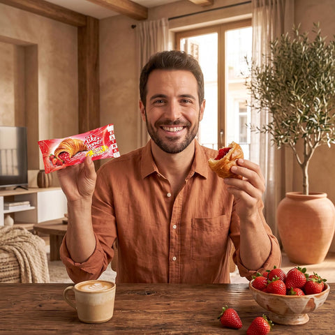 Like Home XL Soft Croissant Variety Pack, Chocolate Hazelnut and Strawberry Cream Filled, Breakfast Pastry for Kids and 